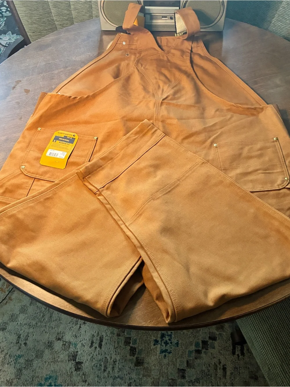 Carhartt Duck Bib Canvas Overalls Mens 54x30 R01 BRN Brown Workwear NWT NOS